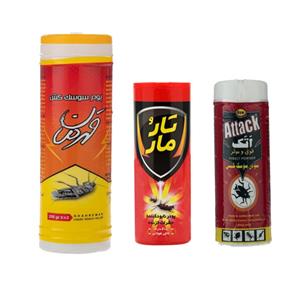 پودر سوسک کش و حشره کش مدل attack100-taromar.100-Ghareman.250 وزن 450 گرم مجموعه 3 عددی