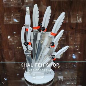 سرویس کارد و ساطور 9 پارچه آشپزخانه دسته سفید ویتارا کد  777