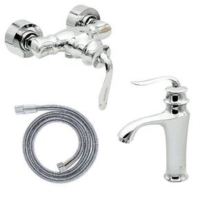 ست شیرآلات شادان مدل هلن مجموعه 2 عددی به همراه شلنگ توالت