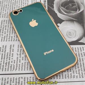 قاب گوشی iPhone 6 - iPhone 6S آیفون طرح ژله ای مای کیس گلد لاین دور طلایی محافظ لنز دار سبز یشمی کد 187