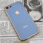 قاب گوشی iPhone 7 - iPhone 8 - iPhone SE 2020 آیفون طرح ژله ای مای کیس گلد لاین دور طلایی محافظ لنز دار آبی سیرا کد 276