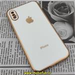 قاب گوشی iPhone X - iPhone XS آیفون طرح ژله ای مای کیس گلد لاین دور طلایی محافظ لنز دار سفید کد 255