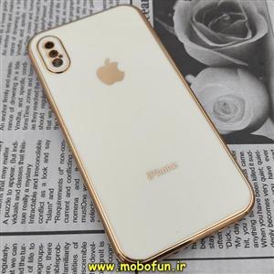 قاب گوشی iPhone X - iPhone XS آیفون طرح ژله ای مای کیس گلد لاین دور طلایی محافظ لنز دار شیری کد 256