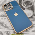 قاب گوشی iPhone 13 Pro آیفون طرح ژله ای مای کیس گلد لاین دور طلایی محافظ لنز دار آبی مازراتی کد 130
