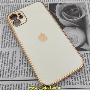 قاب گوشی iPhone 11 آیفون طرح ژله ای مای کیس گلد لاین دور طلایی محافظ لنز دار شیری کد 189