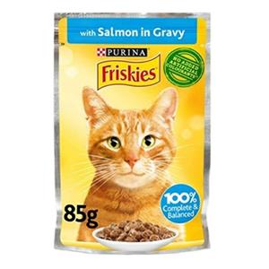 پوچ گربه فریسکیز مدل Salmon In Gravy وزن 85 گرم