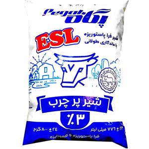 شیر پاکتی ESL پاستوریزه پرچرب پگاه وزن 800 گرم