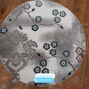 فرش دایره فانتزی طوسی کد 90098