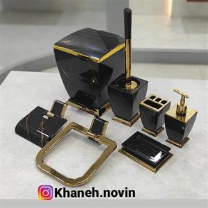 ست سرویس بهداشتی 7 پارچه هارمونی مدل آوا مشکی طلایی