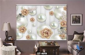 پرده شید رول تصویری طرح مروارید و رز کد ST9018