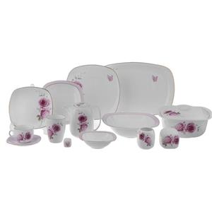 سرویس غذاخوری 98 پارچه چینی زرین ایران سری کواترو مدل Rose Flower درجه یک Zarin Iran Quatro Rose Flower Dinnerware Set 98 Pcs High Grade