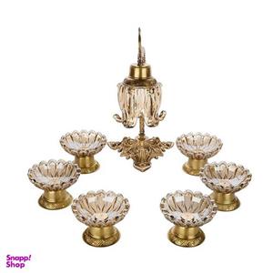 مجموعه ظروف هفت سین 6 پارچه چشمه نور مدل C2763به همراه چراغ رومیزی