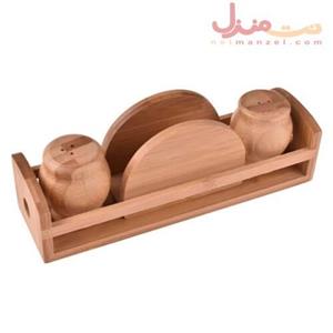 ست نمکدان و جا دستمال چوبی بامبو برند بامبوم مدل الکودا کد BAM-B0880