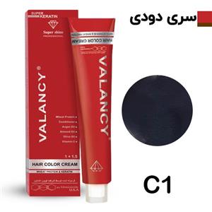 کیت رنگ مو والانسی شماره C1 1.1 حجم 100 میلی لیتر رنگ مشکی پرکلاغی