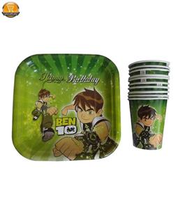 پیش دستی و لیوان یکبار مصرف مستر تم طرح بن تن مجموعه 20 عددی