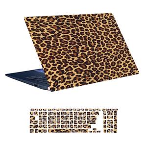 استیکر لپ تاپ توییجین و موییجین طرح Leopard کد 04 مناسب برای لپ تاپ 15.6 اینچ به همراه برچسب حروف فارسی کیبورد 