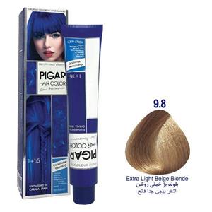 رنگ مو بلوند بژ خیلی روشن پیگار شماره 9.8 حجم 100 میلی لیتر
