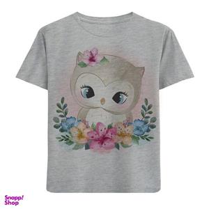 تیشرت آستین کوتاه دخترانه طرح جغد و گل کد F93