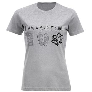 تیشرت استین کوتاه زنانه طرح I AM SIMPLE GIRL کد x04 