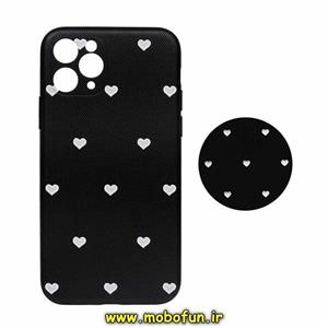 قاب گوشی iPhone 11 Pro آیفون فانتزی سوزنی برجسته طرح قلب کلاسیک مشکی پاپ سوکت دار محافظ لنزدار کد 174