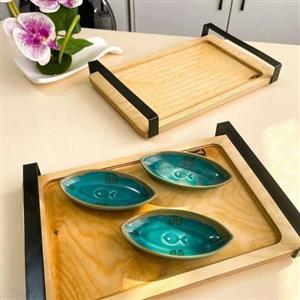 سینی چوبی دسته فلزی برند رایکا 