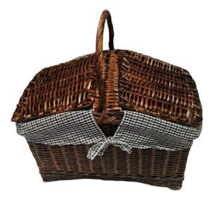 سبد پیک نیک مدل زنبیل حصیری مستطیل چوبی کد 123