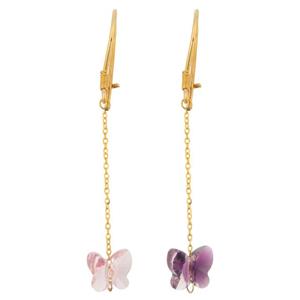 گوشواره طلا 18 عیار زنانه مایا ماهک کد ME0790 طرح سنگ سواروسکی پروانه 