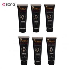 ماسک صورت هربکس مدل Black حجم 75 میلی لیتر بسته 6 عددی Herbex Face Mask 75ml Pack Of 