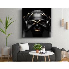 تابلو بوم فلوریزا طرح دختر سیاه و طلایی کد 001 black and gold girl feloriza canvas broadcast