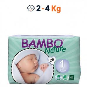 پوشک بامبو مدل Newborn سایز 1 بسته 28 عددی Bambo Nature Newborn Size 1 Diaper Pack of 28