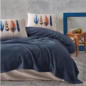 سرویس ملحفه با پیکه کاتن باکس مدل Bond Plumy Indigo دو نفره 4 تکه