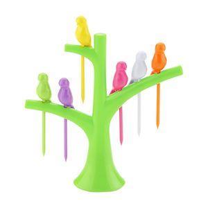 چنگال زیتون خوری مدل HUMMING BIRD کد RB218 مجموعه 6 عددی به همراه استند -