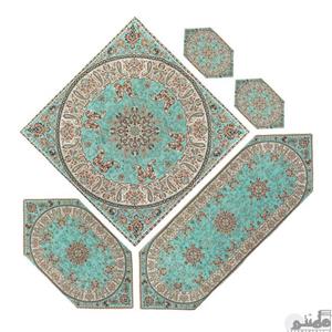 ست 5 تکه رومیزی ترمه یزد طرح شاهسوند