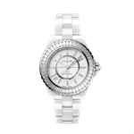 ساعت مچی زنانه مردانه سرامیکی الماس نشان شنل فرانسه CHANEL J12 BAGUETTE DIAMANTLÜNETTE UHR KALIBER 12.1, 38 MM H7431