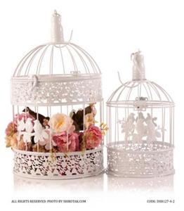 قفس تزئینی گرد طرح پرنده دو سایز کوچک کد  4344
