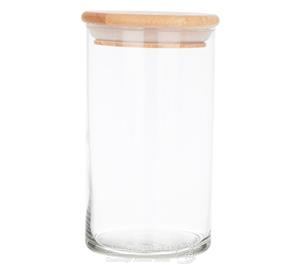 بانکه استوانه شیشه ای درب بامبو سایز 4 کد 80810