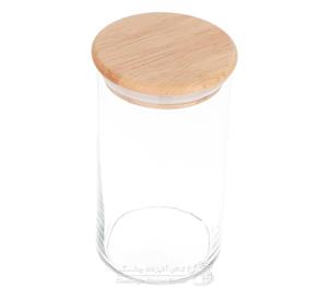 بانکه استوانه شیشه ای درب بامبو سایز 2 کد 81015