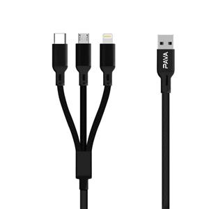 کابل تبدیل USB به MicroUSB C لایتنینگ پاواریال مدل DC 03 طول 1.2 متر 