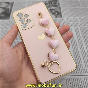 قاب گوشی Galaxy A33 5G سامسونگ طرح مای کیس گلد لاین لاکچری دستبندی زنجیری قلبی آویزدار محافظ لنز دار گلبهی کد 64