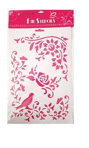 شابلون مستعطیل شاخه گل و پرنده