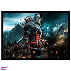 تابلو نوری بکلیت طرح بازی گیم نت Assassins Creed Valhalla Viking Clan مدل چراغدار B-s1375