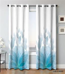 پرده اتاق پذیرایی پانچی مدل برگ آبی