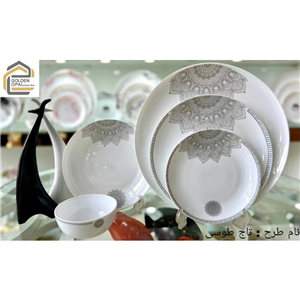 سرویس آرکوپال 26 پارچه دیوالی گلدن اپال طرح تاج طوسی