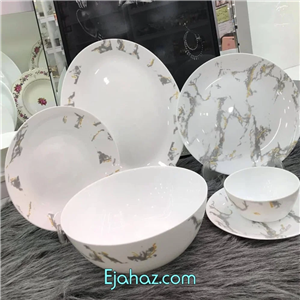 سرویس غذاخوری آرکوپال 26 پارچه گلدن اپال گرد طرح سنگ طوسی