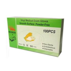 دستکش ونیل مدیبوب مدل 01M سایز مدیوم بسته 100 عددی