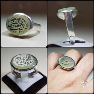 انگشتر عقیق سبز خطی