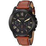 Fossil Men's Grant Quartz Stainless Steel and Leather Chronograph Watch, Color: Black, Brown (Model: FS5241)