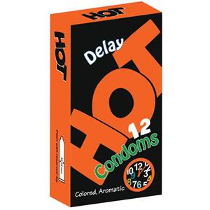 کاندوم هات مدل delay بسته 12 عددی HOT delay colored aromatic Condoms 12PSC