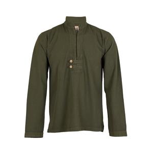پیراهن الیاف طبیعی  مردانه چترفیروزه طرح دوبندی سبزلجنی مدل 4 