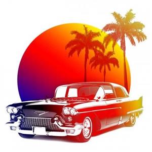 تیشرت طرح Sunset classic car 